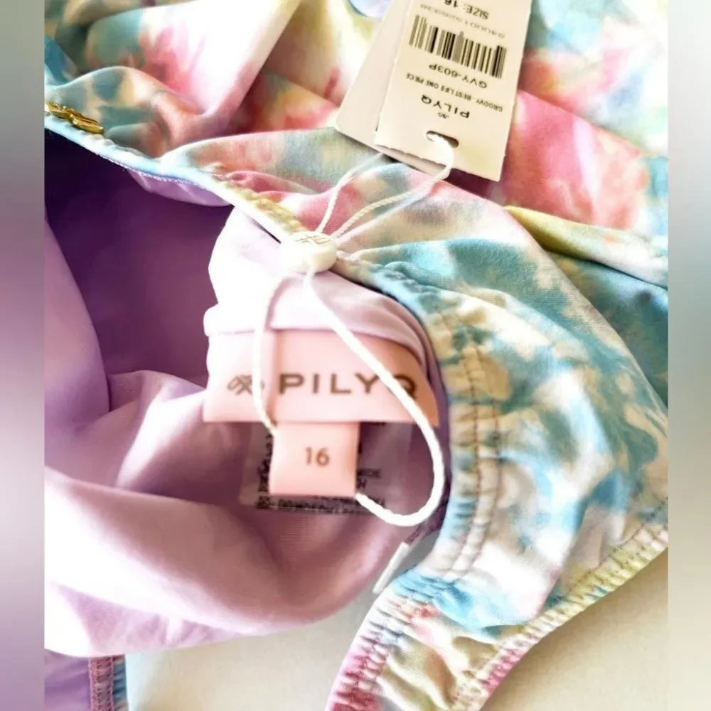 Anthropologie PilyQ living my best life, tie-dye rainbow, one piece groovy swim